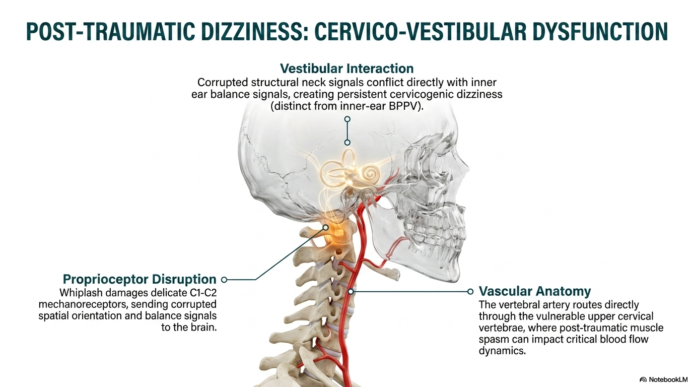 Dizziness after car accident — upper cervical proprioceptors and vestibular system