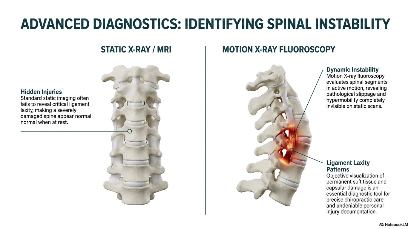Spinal instability and ligament injury from car accident — motion X-ray dynamic instability